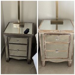Mirrored Nightstand Side Table