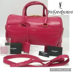 Auth SAINT LAURENT Classic Leather BD Duffle  2Way Shoulder Hand Bag