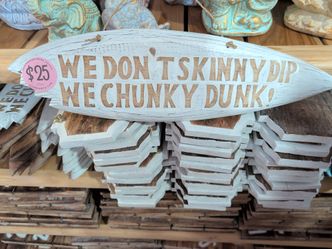 Surfboard Shape Wooden Hanging Sign