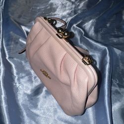 Coach - Nora Kisslock Chain Crossbody Bag Pink Leather Purse