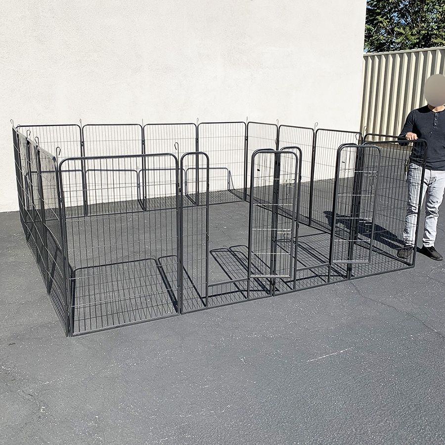 (NEW) $250 Large 10x10ft Heavy Duty 48” Tall, 16-Panels Dog Playpen Pet Exercise Fence Crate Kennel