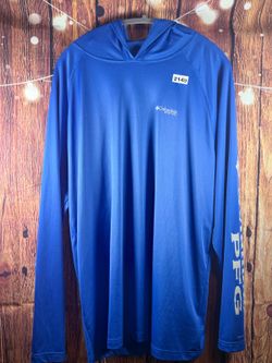 Columbia Long Sleeve Hooded Shirt Blue Men's XXL