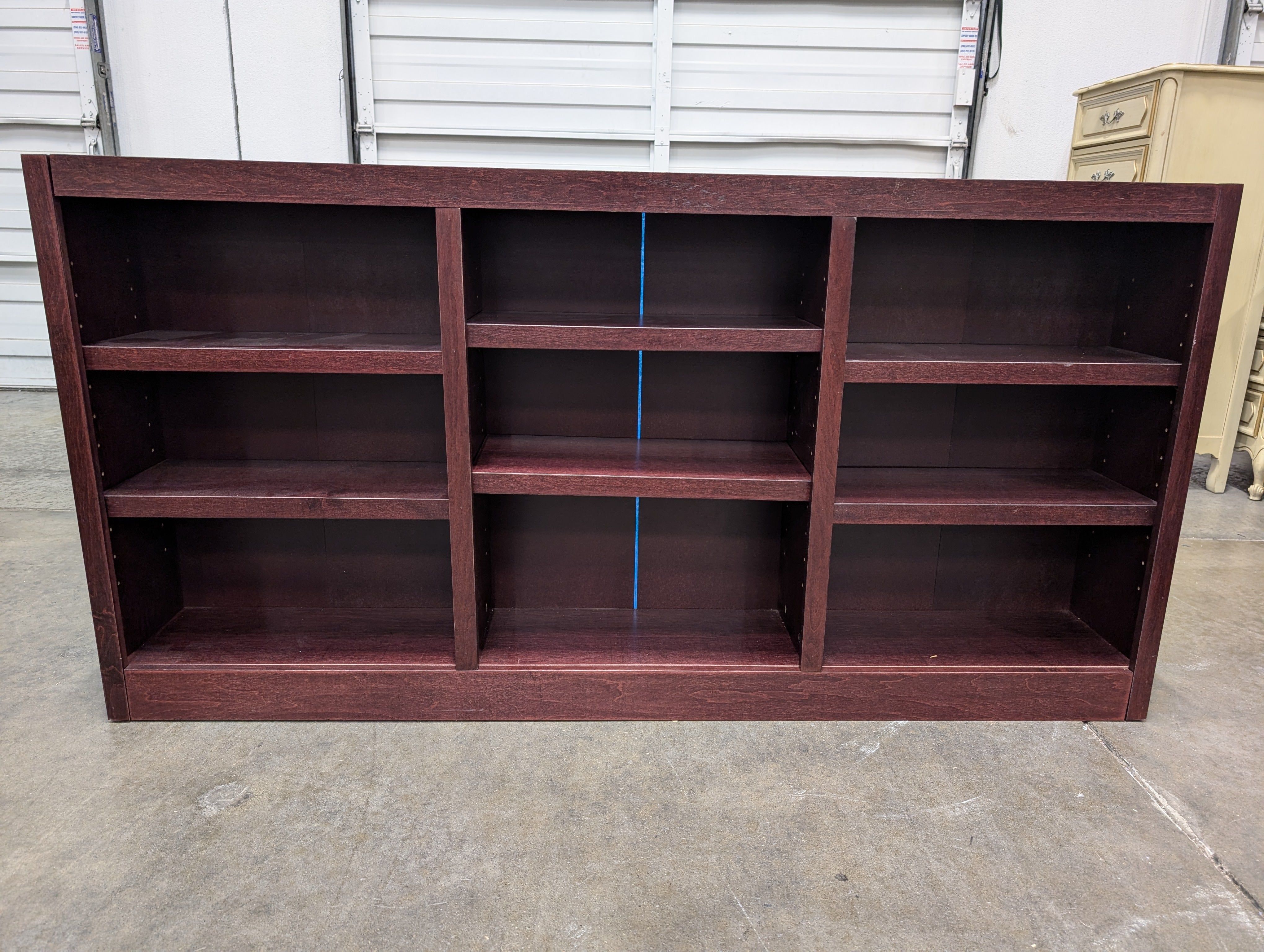 Dark Wood Finish Six-Compartment Bookcase
