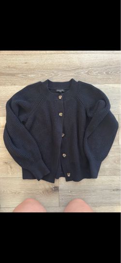 Black Knit Button-Front Cardigan Sweater