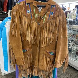 Awesome Suede Leather Fringe Beaded Jacket