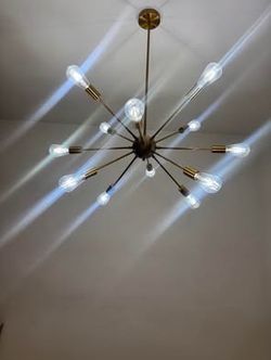 Brass 12-Light Sputnik Chandelier – Modern Statement Piece