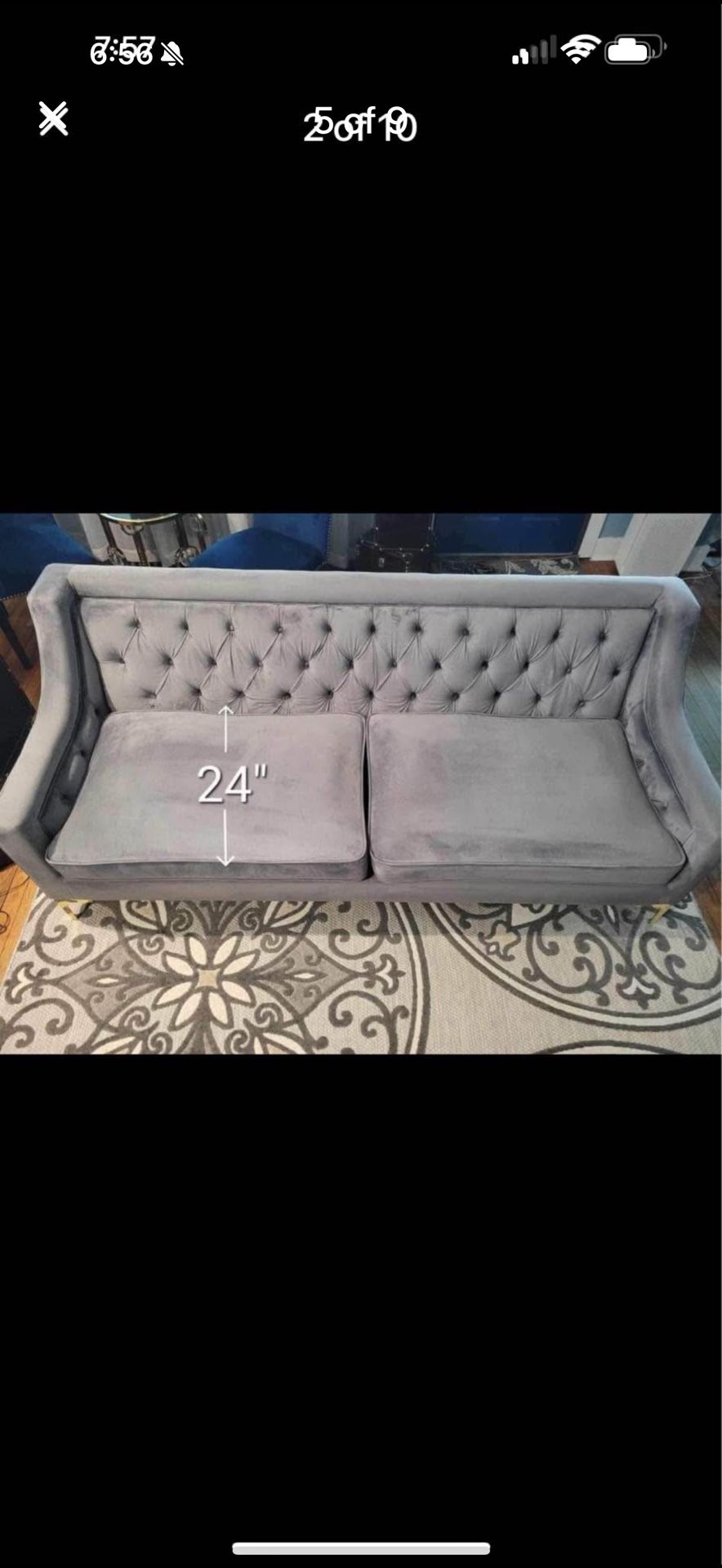 Gray Velvet sofa