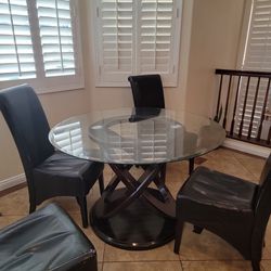 Round Glass Breakfast Table With 4 Chairs 