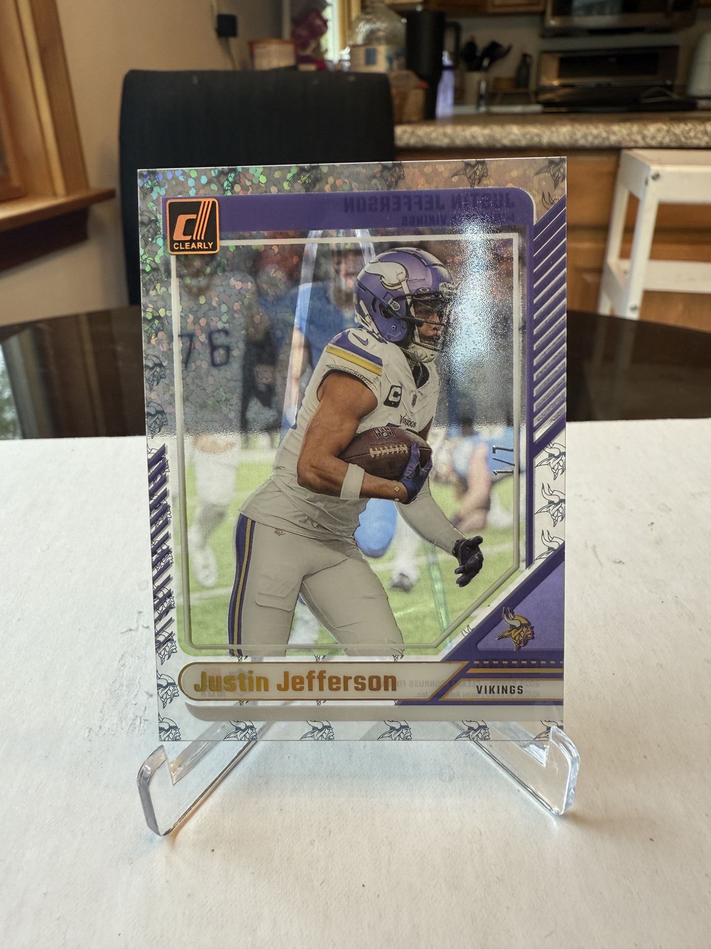 2024 Donruss Clearly FOTL Justin Jefferson Team Logo 1/7 First Off Print