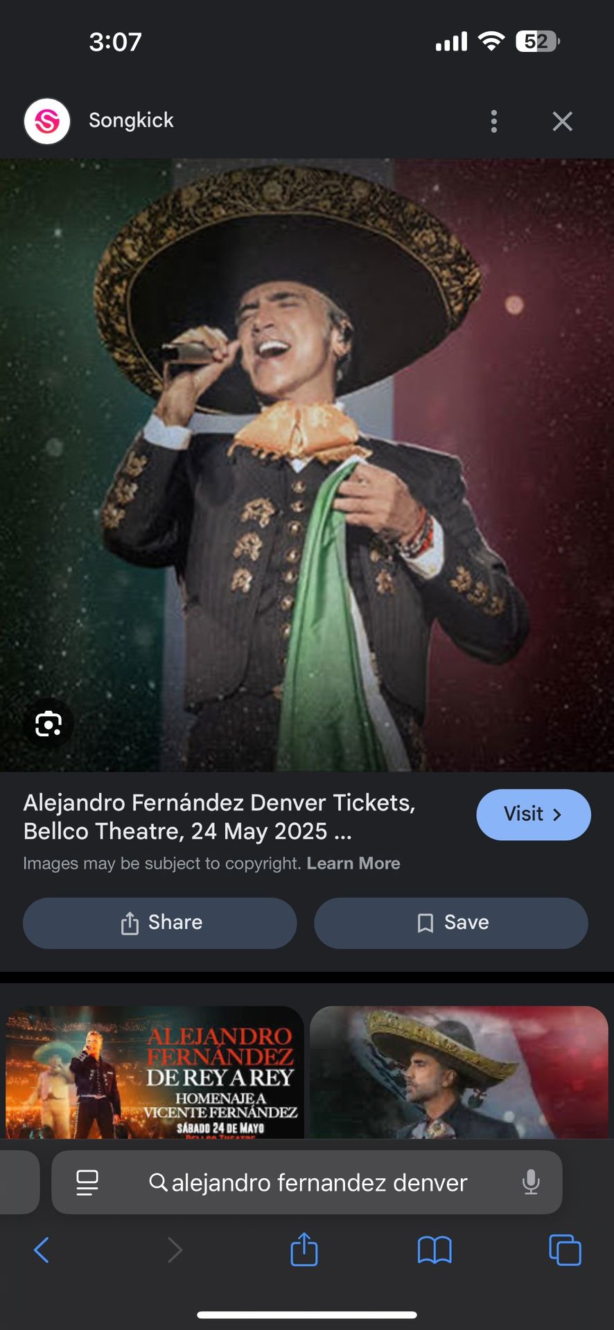 2 Tickets Alejandro Fernandez