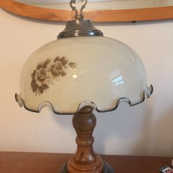 Moving Sale - Antique Flower And Wood Lamp 