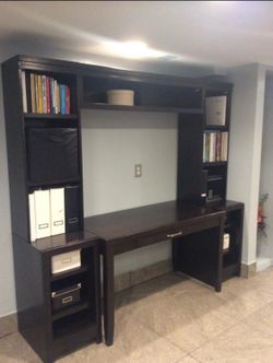 Brown Desk With Hutch