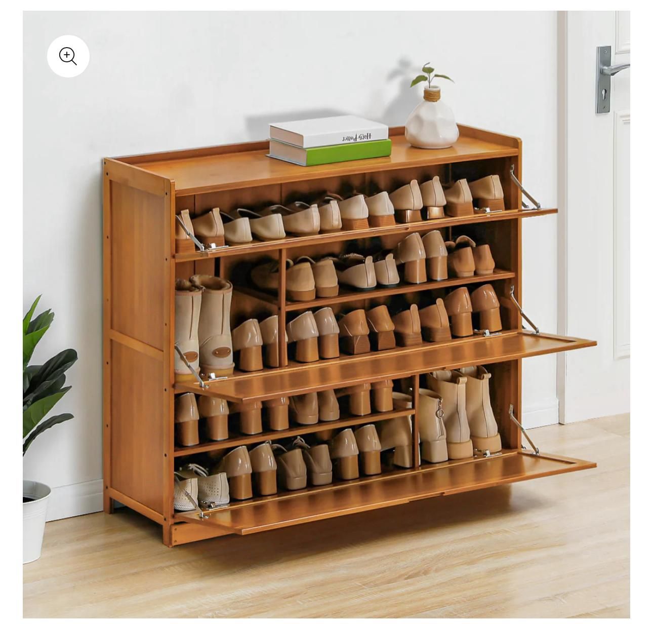 Entryway Shoe Cabinet - with Boot Compartment - Brown(Build)