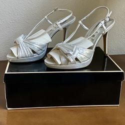 FORMAL SATIN SLIP ON SHOES HEELS  6.5 NEW