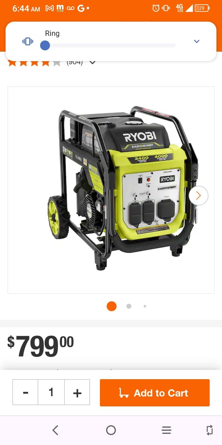 4000w Ryobi Generator