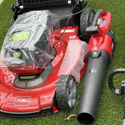 Toro 60 V mower, blower weedeater, Ryobi pressure washer brushes Ryobi 40 V pole saw and weedeater head trimmer and cultivator attachment 18 V weedete