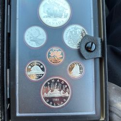 Royal Canadian Mint W Leather bound  Case Two Coin Sets 