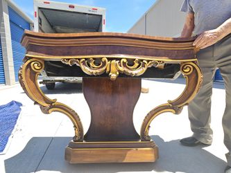 Gorgeous Carved Entry Table W/ Mirror *vintage FINE FURNITURE* 
