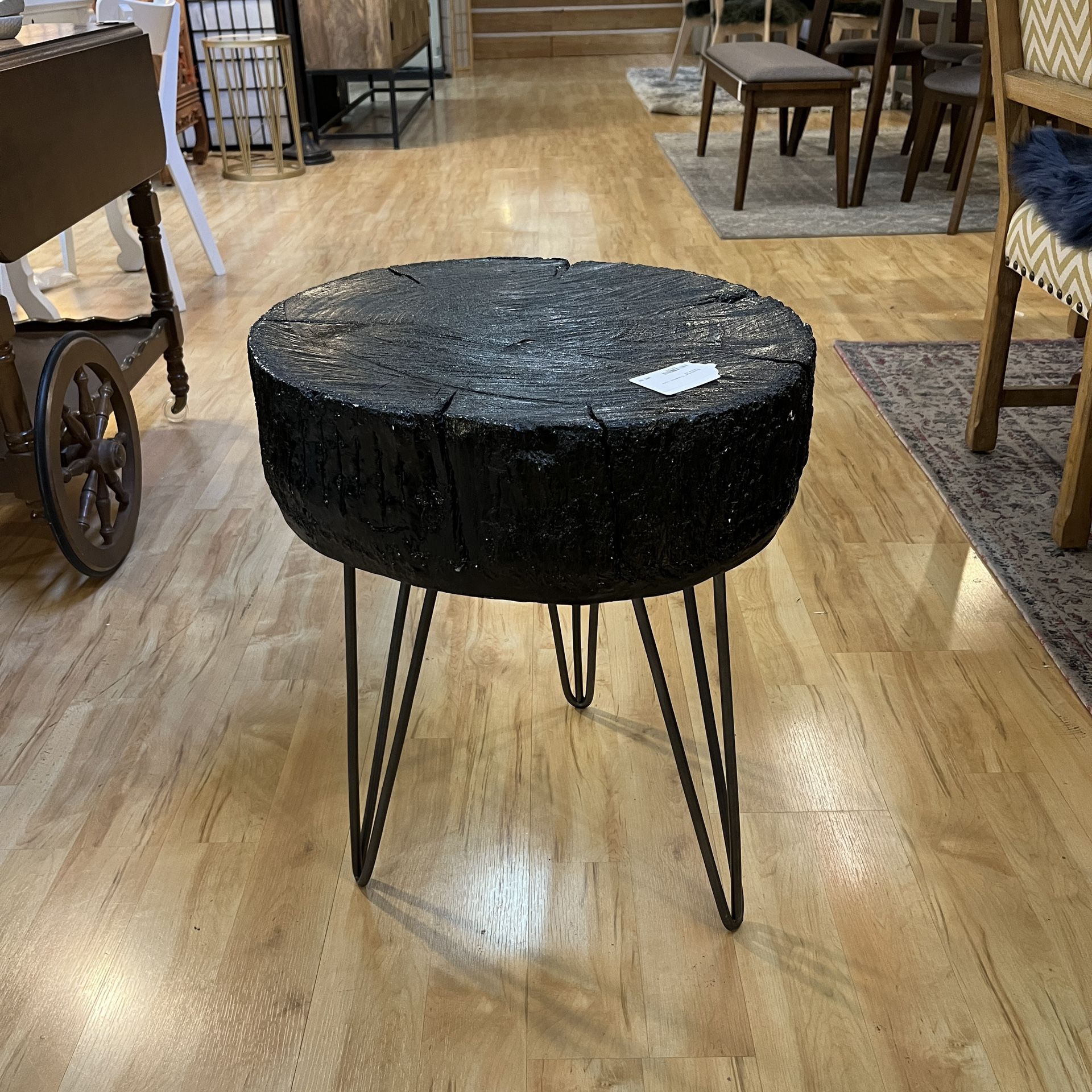 Blackened Crosscut Side Table