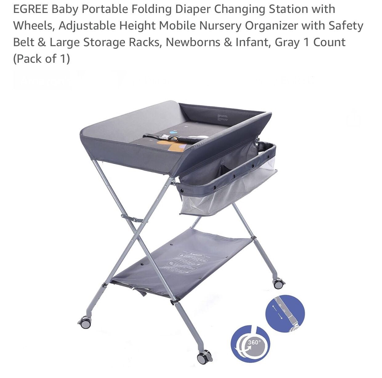 GREAT DEAL!!! EGREE Baby Portable Folding Diaper Changing Station w/Wheels
