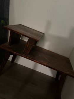 Mid-Century Modern Style Two-Tier Wooden Step Table