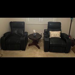 2 Recliners/Movie theater chairs (electric recliners) and free small End Table