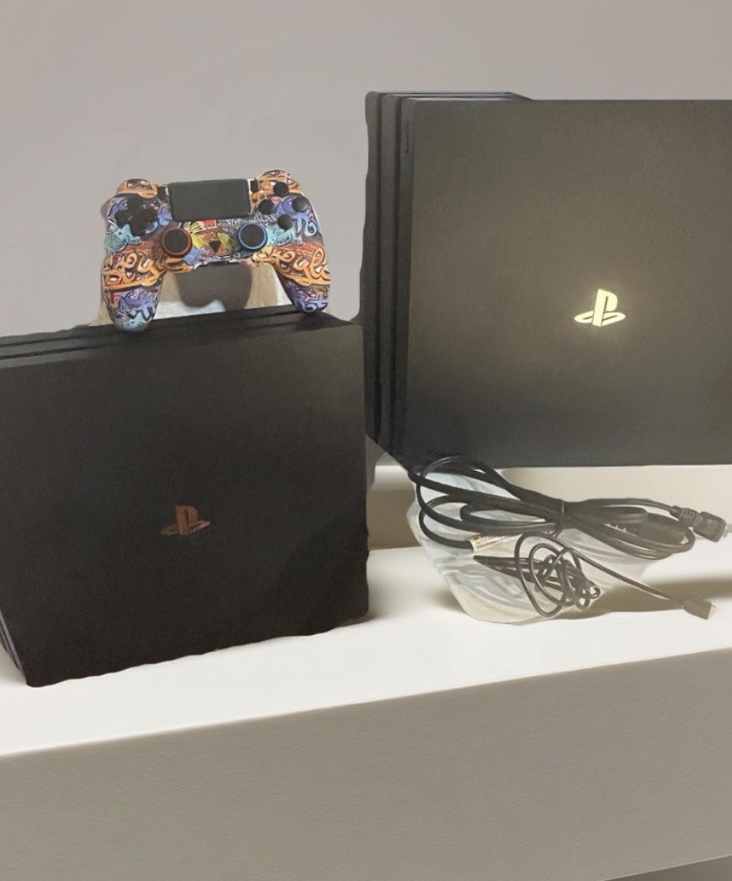 GREAT DEAL - PRICE IS DEBATABLE! TEXT ME - 2 PS4 PRO Consoles and a Custom design PS4 controller… READ DESCRIPTION