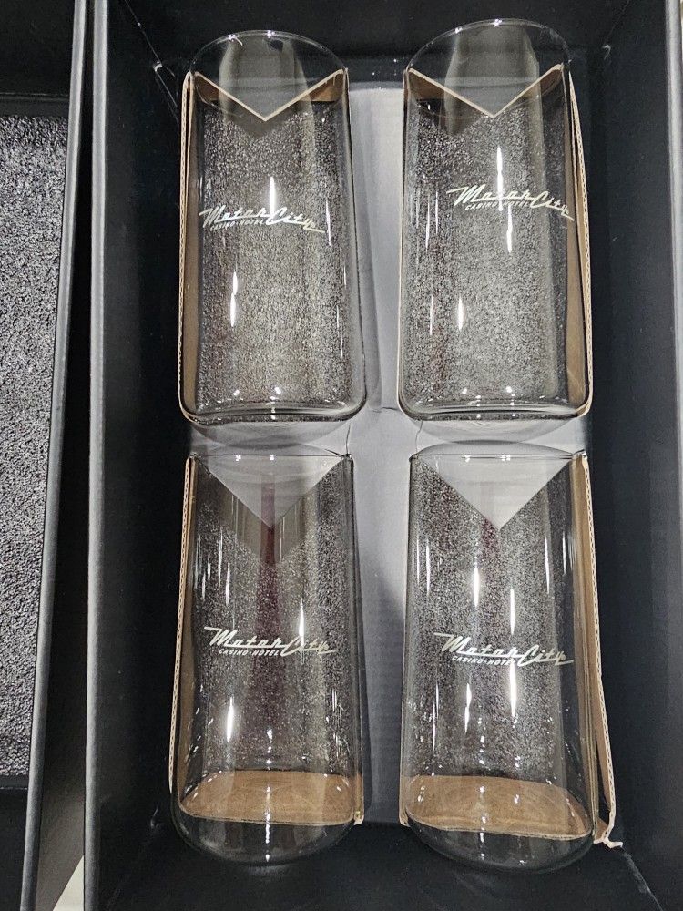 Brand New Motorcity Casino Highball Glasses!! Limited Edition And High Quality Lightweight High Strength Glass!!!