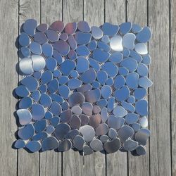 Stainless Steel River rock tiles 12"x12"
