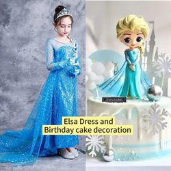 Elsa Dress Disney Princess Dress Cosplay Costume Snow Queen Girl Kids Clothes
