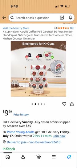K CUP Acrylic Coffee Pod Carousel 30 Pods Holder Stand Spins 360-Degrees