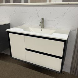 Floating Vanity Black And White 36”