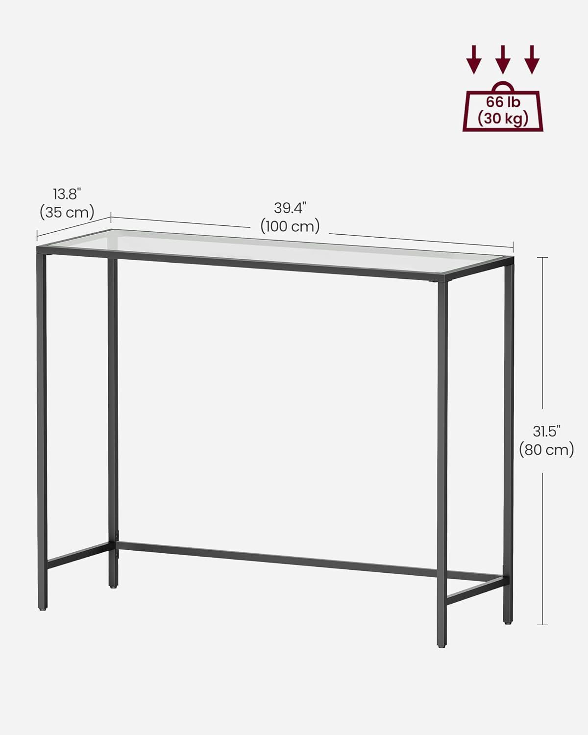 Console Table, Tempered Glass Sofa Table, Modern Entryway Table, Metal Frame