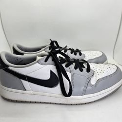 Nike Air Jordan 1 Retro Low Barons Shoes Men's 9.5 Wolf Grey Leather OG Sneakers