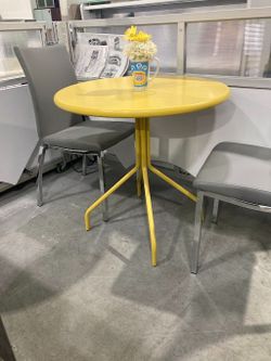 Yellow Pedestal Bistro Table