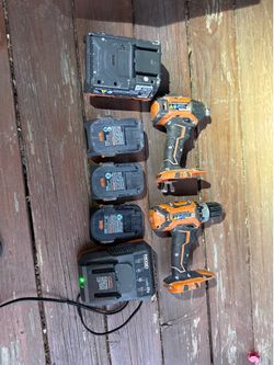 RIDGID 18V Brushless Drill & Impact Combo Kit | 3 Batteries + Charger + Bluetooth Radio
