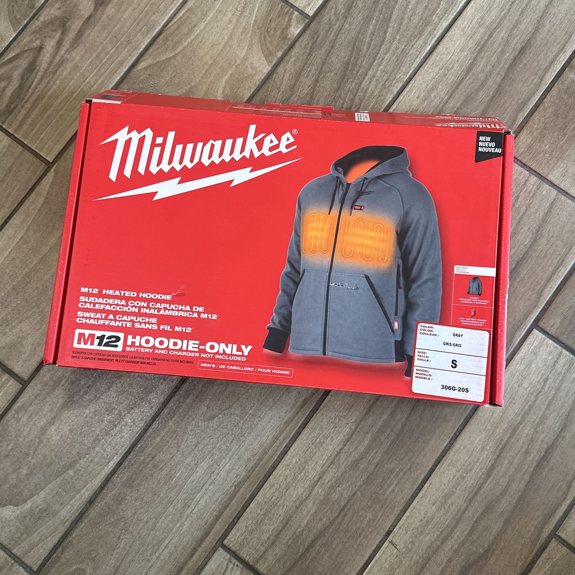 Milwaukee Men's Small M12 12-Volt Lithium-Ion Cordless Gray Heated Jacket Hoodie