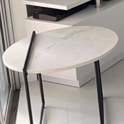 New White Marble End Table, Size : 22D x 19 H. Was $200 
