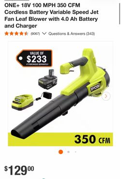 Ryobi ONE+ 18V Cordless Leaf Blower Kit