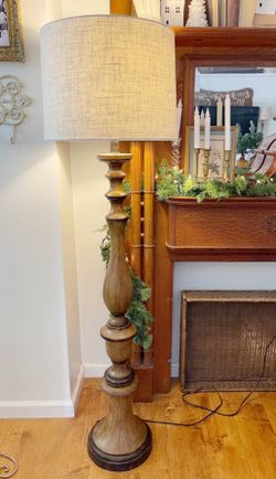 Resin Baluster Distressed Floor Lamp rustic farmhouse style
