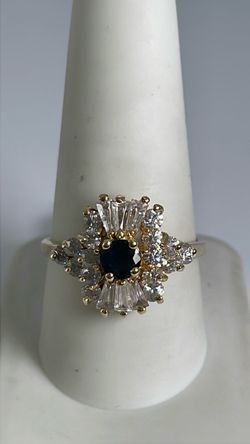 14k gold cocktail cluster CZ ring