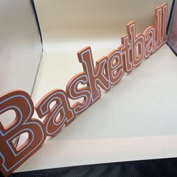 Basketball Wood Wall Decor- Orange