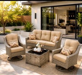 Patio furniture set with swivel chairs