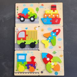 Children's Painted Wooden Puzzle Set