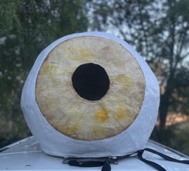 Homemade Papier Mache Giant Eyeball Costume Mask Halloween Prop