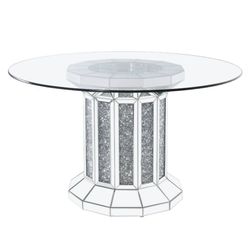 Glam Table Only!! Chairs Not Included! Firm Price $1,040 Financing Available Mirrored Dining Table With Crystals 
