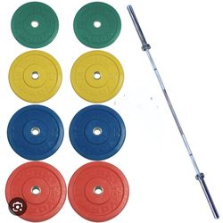 Set of plates 45,35,25,10 with 20KG Olympic bar