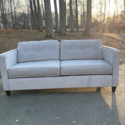 Nice Light Gray Velvet/Fabric Sofa Black Legs