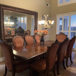 WOOD DINING TABLE - BROWN 