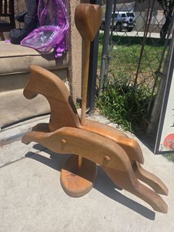 Wooden Carousel Horse on Stand